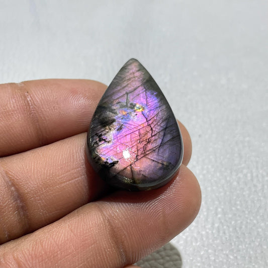 Multicolor Labradorite Cabochon: Pear-Shaped Healing Gemstone