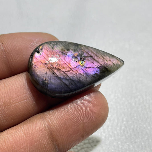 Multicolor Labradorite Cabochon: Pear-Shaped Healing Gemstone