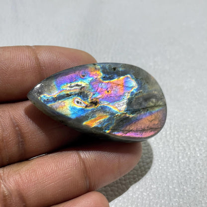 Natural Multicolor Labradorite Pear Cabochon, 51.5x28x6.5x MM, Loose Gemstone for Jewelry Making