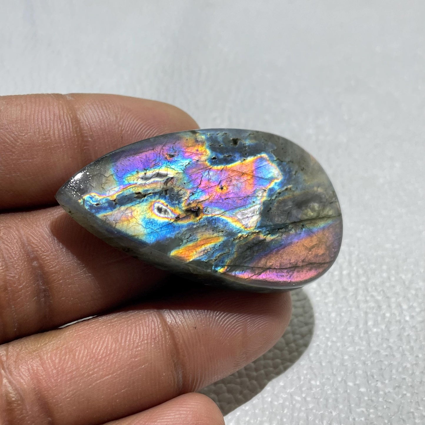 Natural Multicolor Labradorite Pear Cabochon, 51.5x28x6.5x MM, Loose Gemstone for Jewelry Making