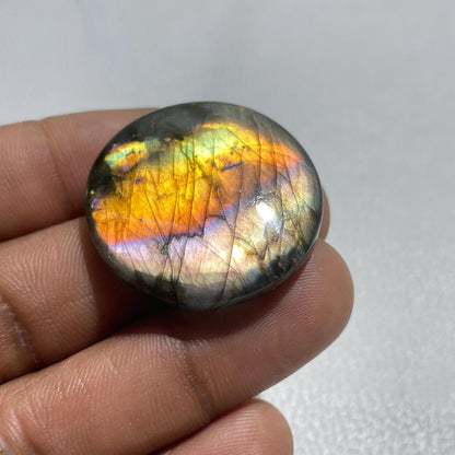 Natural Multicolor Labradorite Round Cabochon, 31x31x7 MM, 62.1 Cts, Loose Gemstone for Jewelry Making