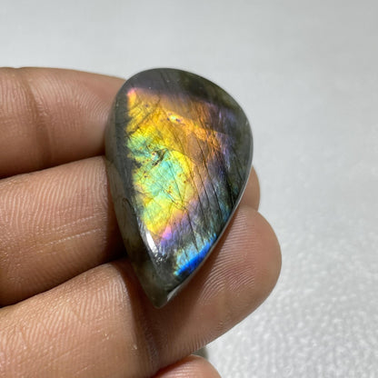 Labradorite Pear Cabochon, 42x22.5mm, Loose Gemstone for Jewelry Making