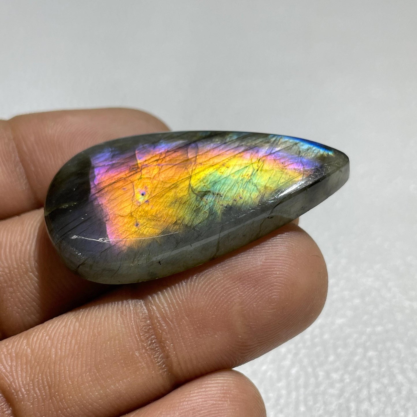 Labradorite Pear Cabochon, 42x22.5mm, Loose Gemstone for Jewelry Making
