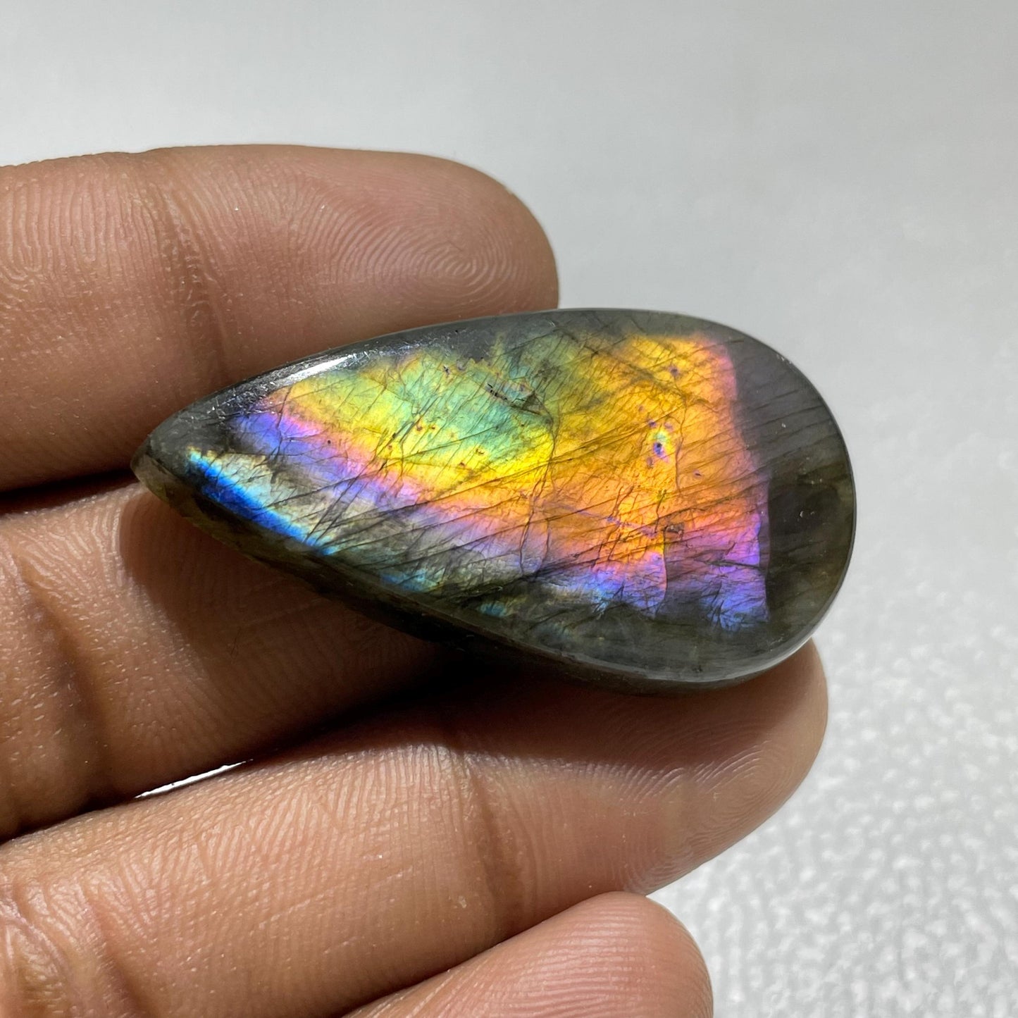 Labradorite Pear Cabochon, 42x22.5mm, Loose Gemstone for Jewelry Making