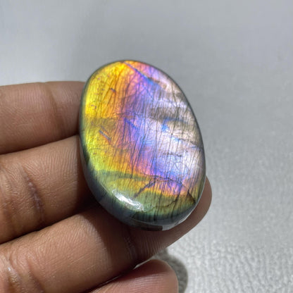 Natural Multicolor Labradorite Oval Cabochon, 51x29.5x7 MM, Loose Gemstone for Jewelry Making