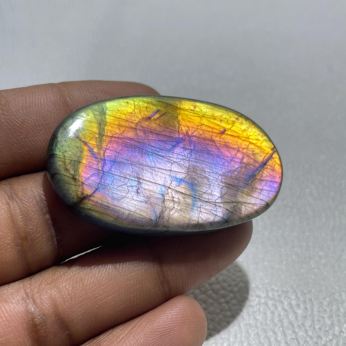 Natural Multicolor Labradorite Oval Cabochon, 51x29.5x7 MM, Loose Gemstone for Jewelry Making