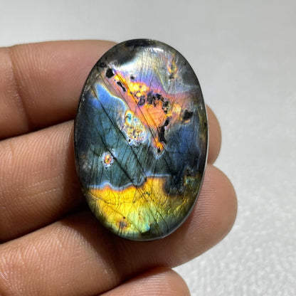 Natural Multicolor Labradorite Oval Cabochon, 55.10 Cts, Loose Gemstone for Jewelry Making