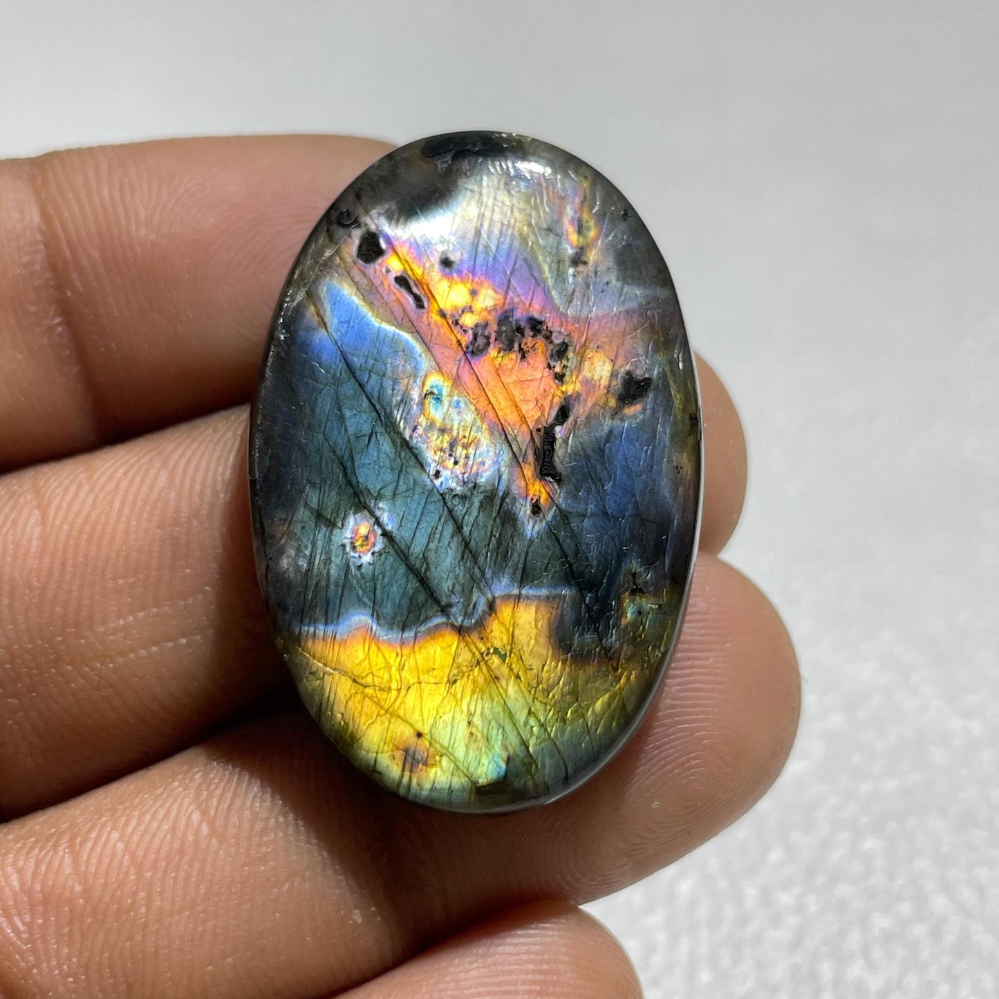 Natural Multicolor Labradorite Oval Cabochon, 55.10 Cts, Loose Gemstone for Jewelry Making