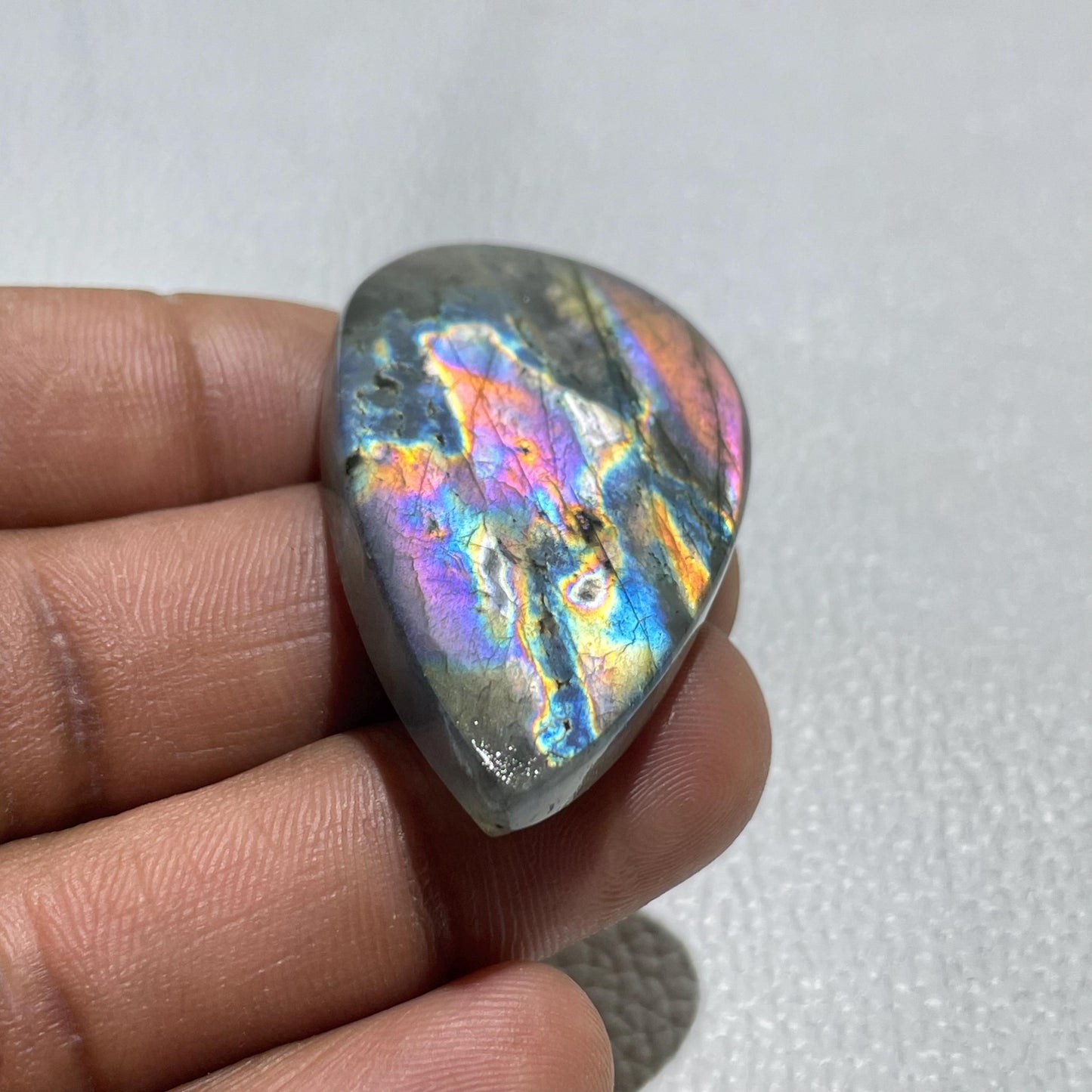 Natural Multicolor Labradorite Pear Cabochon, 51.5x28x6.5x MM, Loose Gemstone for Jewelry Making