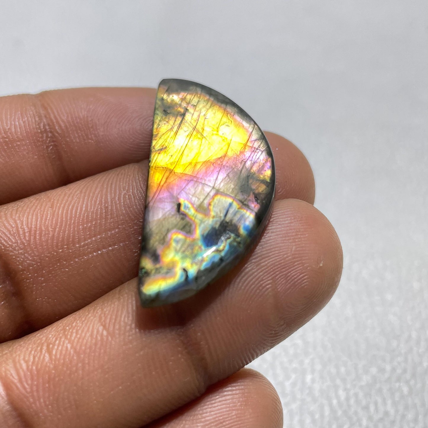 Natural Multicolor Labradorite Cabochon, - 38x17x5 MM, - 30.20 Cts, Loose Gemstone for Jewelry Making