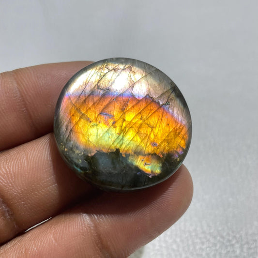 Multicolor Labradorite Cabochon: Natural Round Stone (31mm)