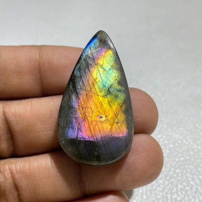 Labradorite Pear Cabochon, 42x22.5mm, Loose Gemstone for Jewelry Making
