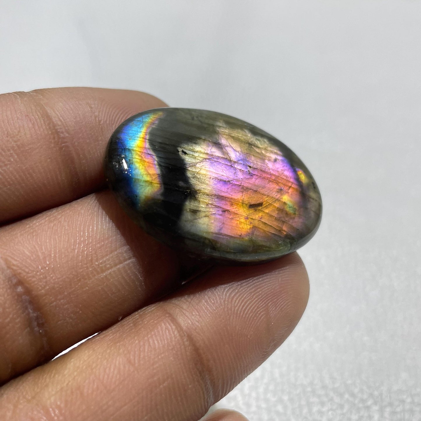 Natural Multicolor Labradorite Oval Cabochon, 34x25x6 MM, Loose Gemstone for Jewelry Making