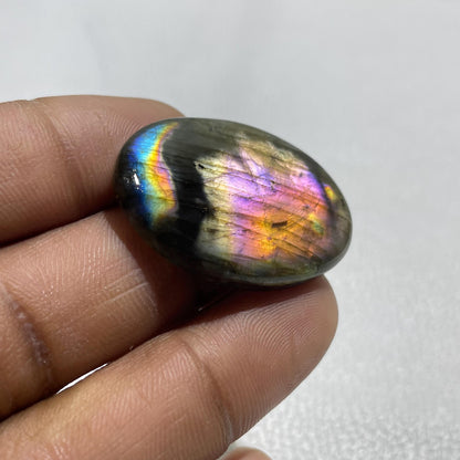 Natural Multicolor Labradorite Oval Cabochon, 34x25x6 MM, Loose Gemstone for Jewelry Making