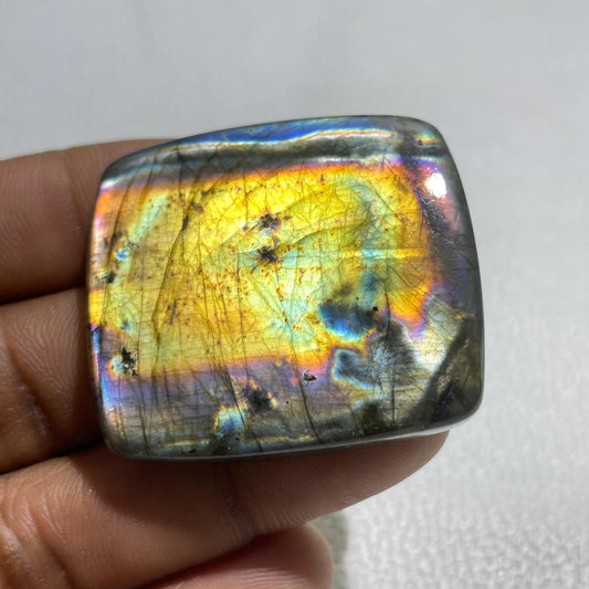 Natural Labradorite Octagon Cabochon: Multicolor Loose Gemstone (41x36.5x7 MM)