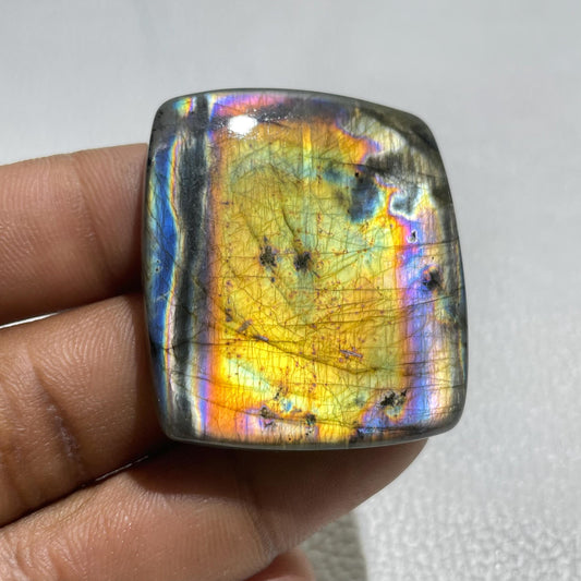Natural Labradorite Octagon Cabochon: Multicolor Loose Gemstone (41x36.5x7 MM)