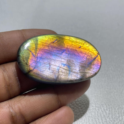 Natural Multicolor Labradorite Oval Cabochon, 51x29.5x7 MM, Loose Gemstone for Jewelry Making