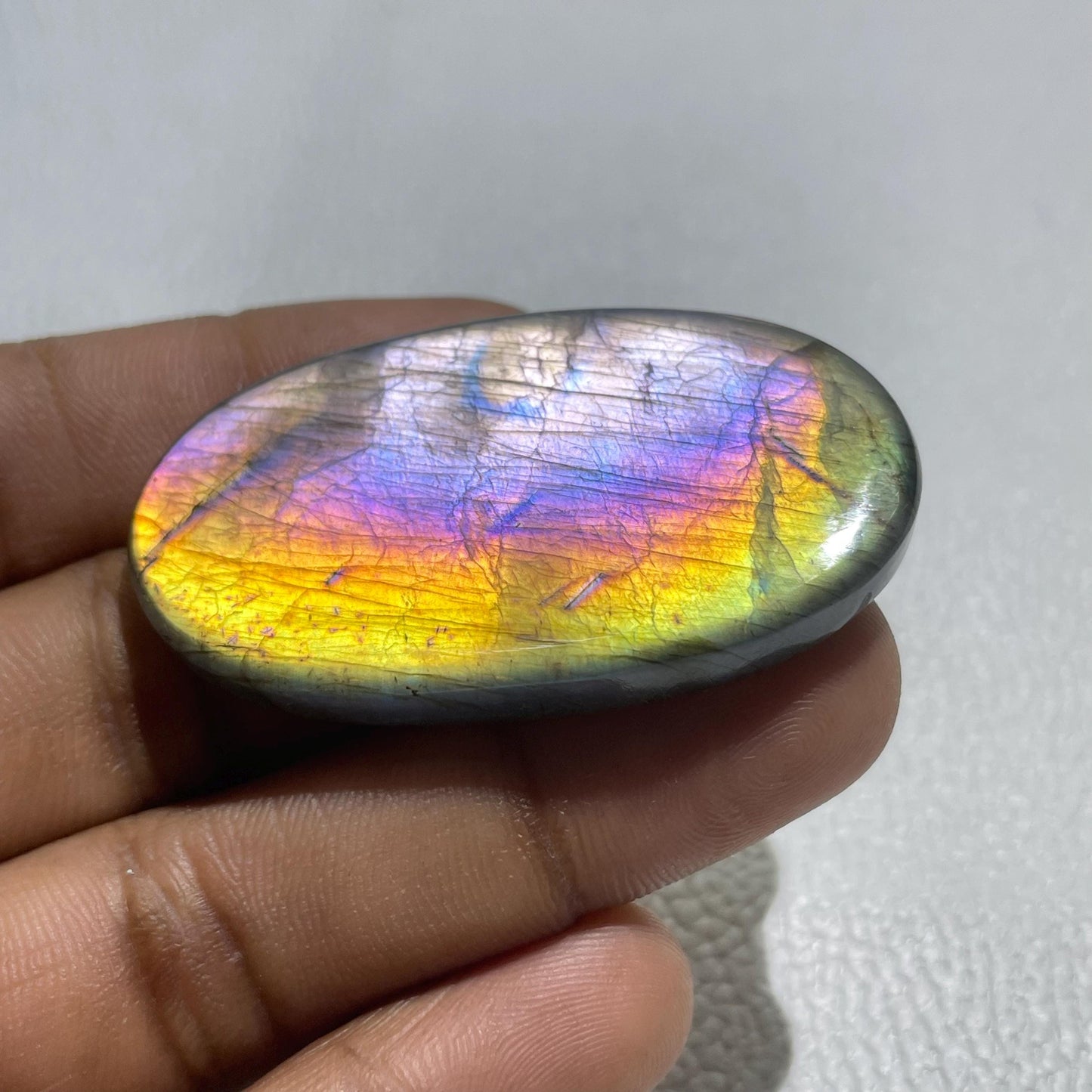 Natural Multicolor Labradorite Oval Cabochon, 51x29.5x7 MM, Loose Gemstone for Jewelry Making