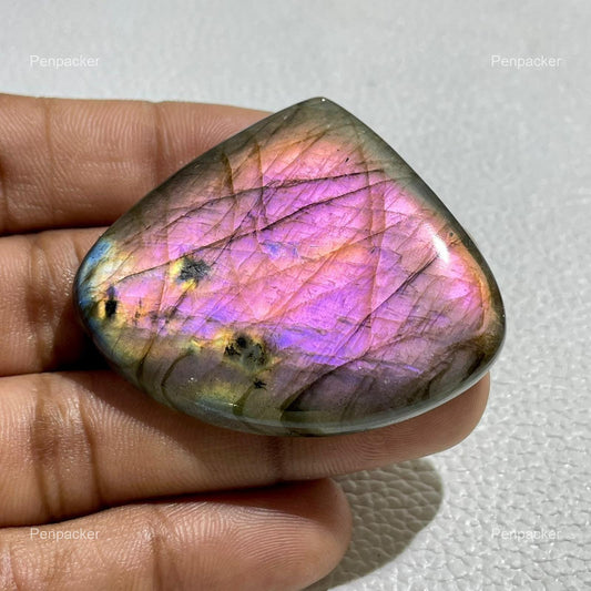 Purple Labradorite Cabochon For Making Jewelry: Fancy Teardrop Gemstone, 118.40 ct