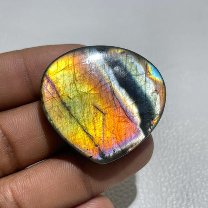 Multicolor Labradorite Heart Cabochon, 88.5 Cts, Loose Gemstone for Jewelry Making