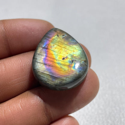 Natural Multi Fire Labradorite Pear Cabochon, 37.9 Cts, Loose Gemstone for Jewelry Making