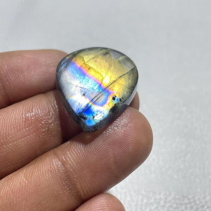 Natural Purple Flash Labradorite Pear Cabochon, 40x29x6.5 MM, Loose Gemstone for Jewelry Making