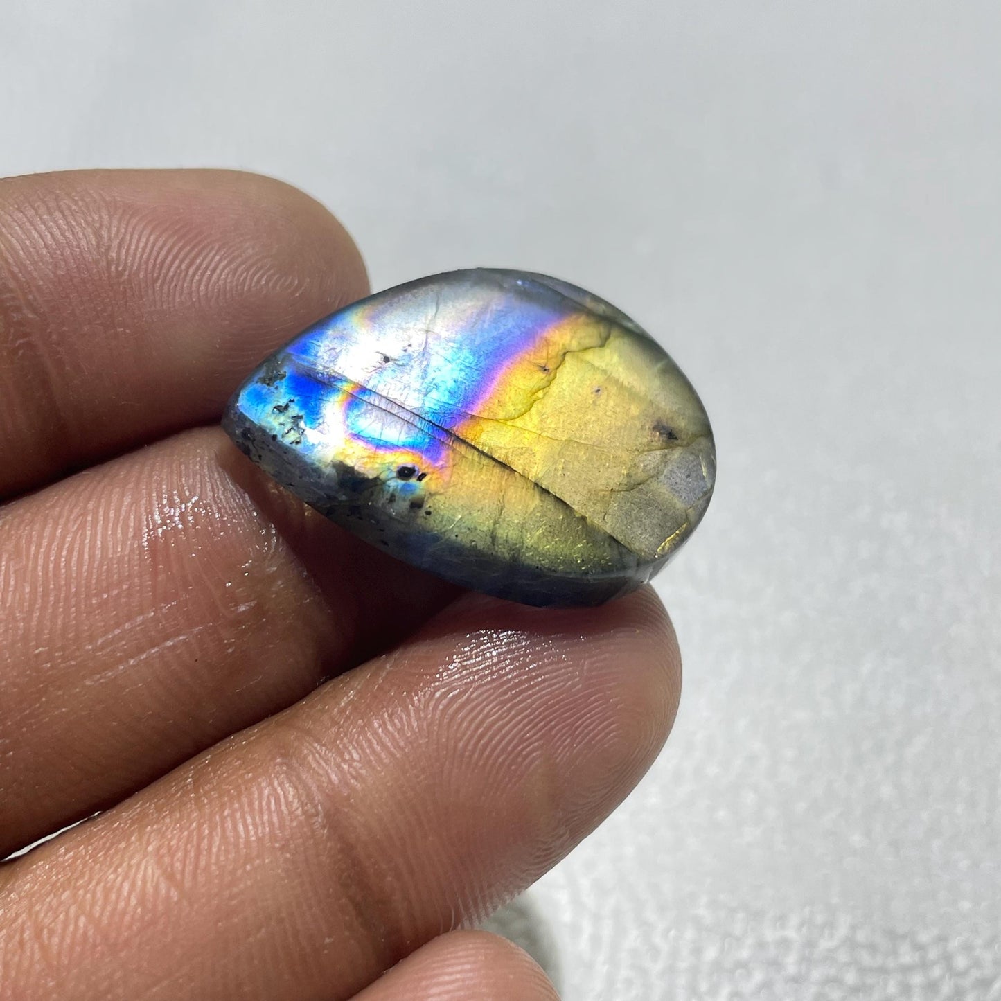 Natural Purple Flash Labradorite Pear Cabochon, 40x29x6.5 MM, Loose Gemstone for Jewelry Making