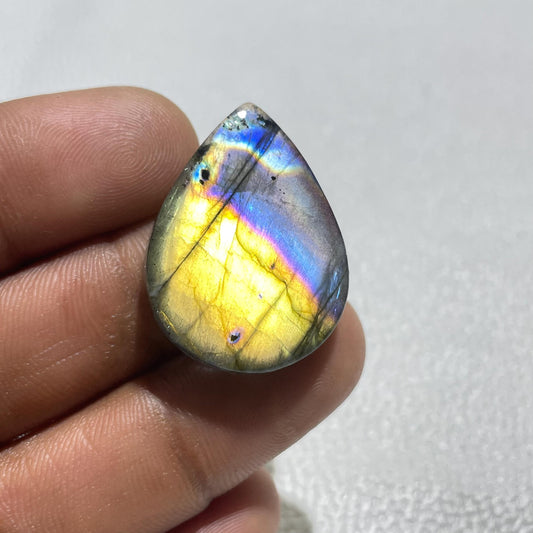 Purple Flash Labradorite Pear Cabochon 40x29x6.5 MM – Natural Loose Gemstone, Jewelry Making Stone,