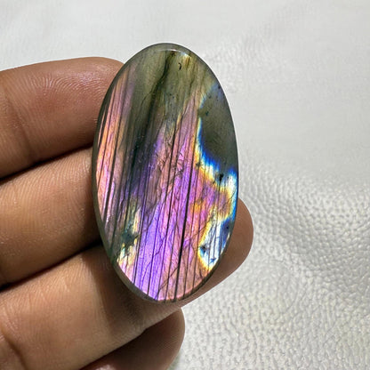 Oval Labradorite Cabochon: Purple Multicolor Gemstone (43x24x7 MM, 62.2 Cts)