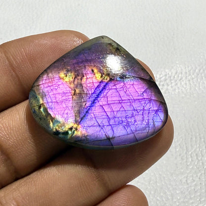 Purple Labradorite Pear Cabochon: Healing Gemstone, Madagascar Origin