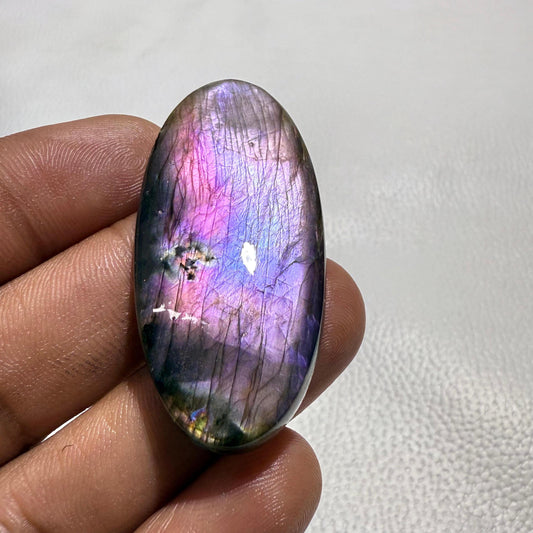 Natural Labradorite Cabochon for Jewelry Making, One side flat Cab (51x23x5 MM, 55.7 Cts