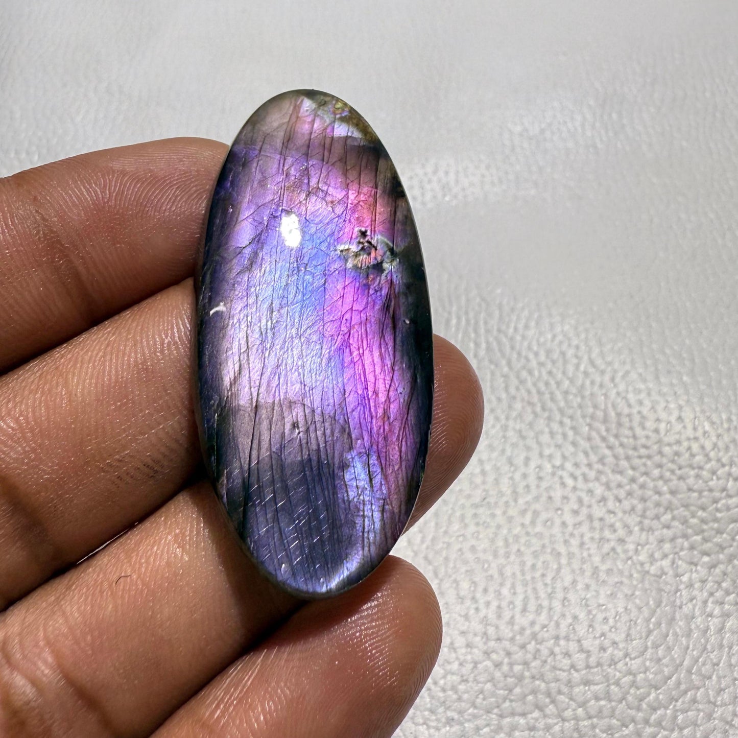 Natural Labradorite Cabochon for Jewelry Making, One side flat Cab (51x23x5 MM, 55.7 Cts