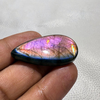 Pear Labradorite Cabochon: Purple Gemstone for Jewelry Making (40x21x6 MM, 43.3 Cts