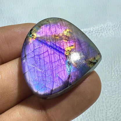 Purple Labradorite Pear Cabochon: Healing Gemstone, Madagascar Origin