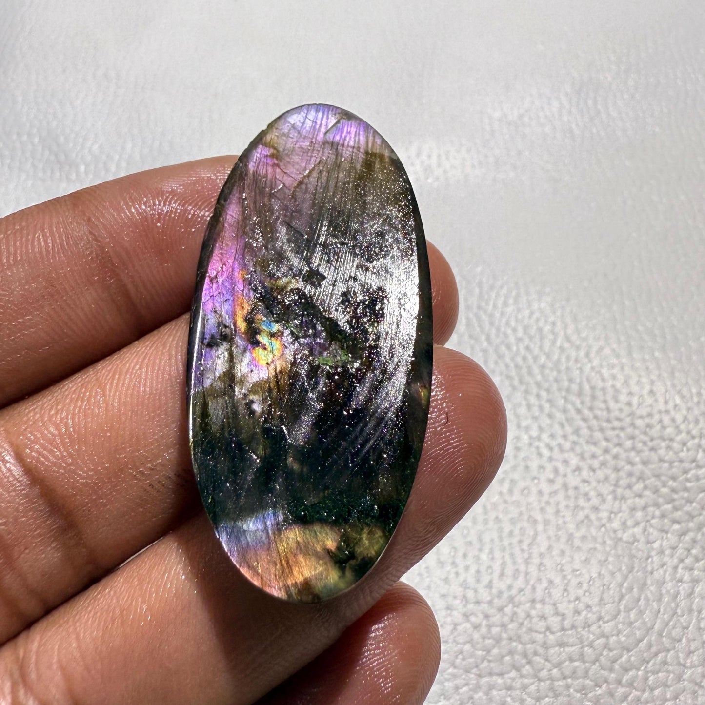 Natural Labradorite Cabochon, 51x23x5 MM, 55.7 Cts, Loose Gemstone for Jewelry Making