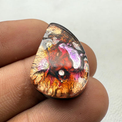 Multicolor Dico Glass Fancy Cabochon, 26x17x7 mm, Loose Gemstone for Jewelry Making