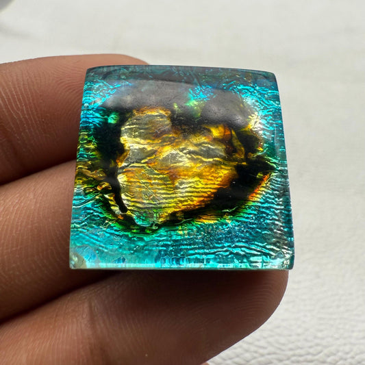 Multicolor Gemstone For Jewelry Making- Dico Glass Square Cabochon (25x25x7 mm)