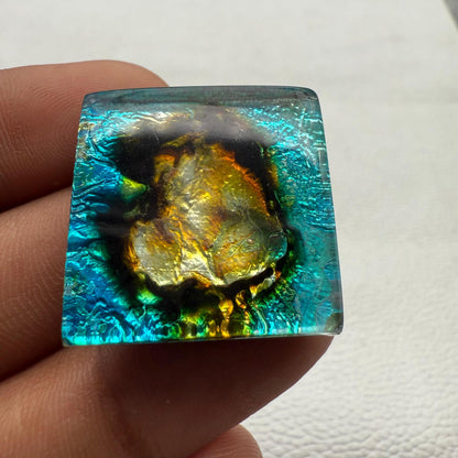 Multicolor Gemstone For Jewelry Making- Dico Glass Square Cabochon (25x25x7 mm)