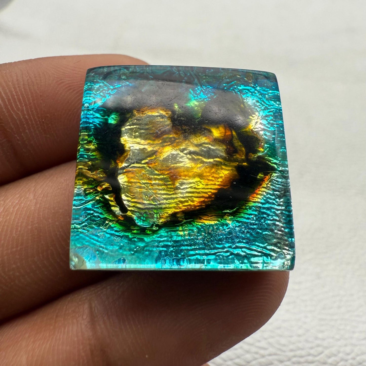 Multicolor Gemstone For Jewelry Making- Dico Glass Square Cabochon (25x25x7 mm)