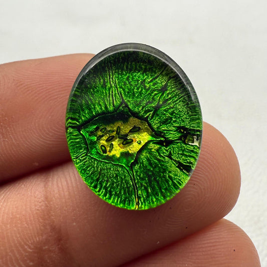 Dico Glass Gemstone Cabochon: Multi-Color Oval Stone for Rings, Pendants (20x16x6 mm, 18.2 Cts.)