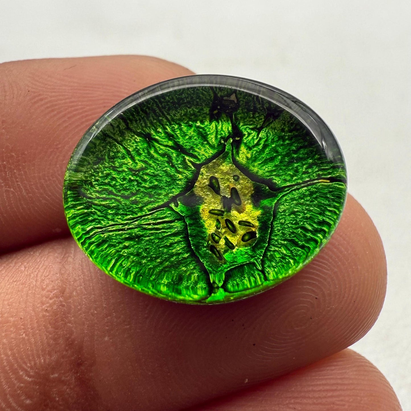 Multicolor Dico Glass Oval Cabochon, 20x16x6 mm, 18.2 Cts., Loose Gemstone for Jewelry Making