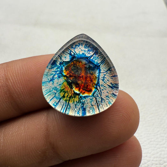 Multi-Color Cabochon, Dico Glass Cabochon Gemstone For Making Jewelry (22x20x6 mm- 21.7 Cts)