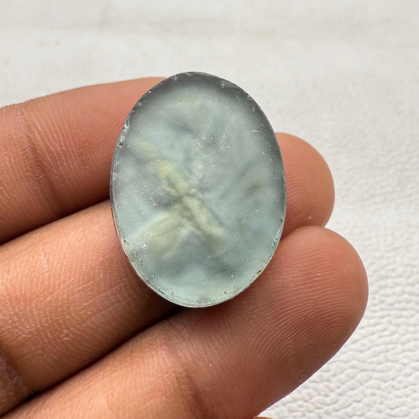 Handmade Dico Glass Cabochon: Multi-Color Oval Gemstone, 27x20x7 mm