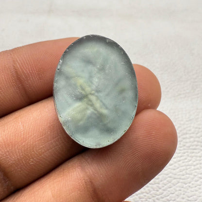 Handmade Dico Glass Cabochon: Multi-Color Oval Gemstone, 27x20x7 mm