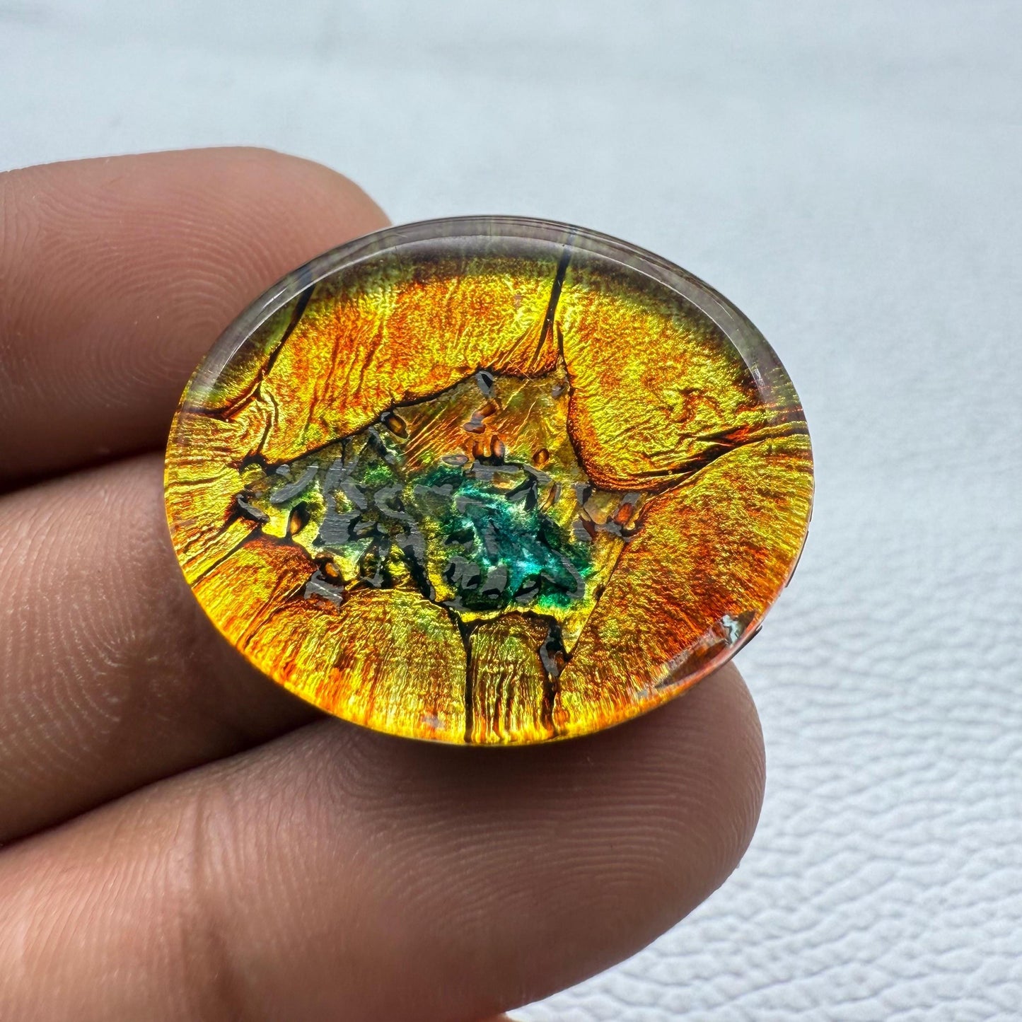 Multi-Color Dico Glass Cabochon: Oval Gemstone for Pendants (29x23x6 mm, 36 Cts)