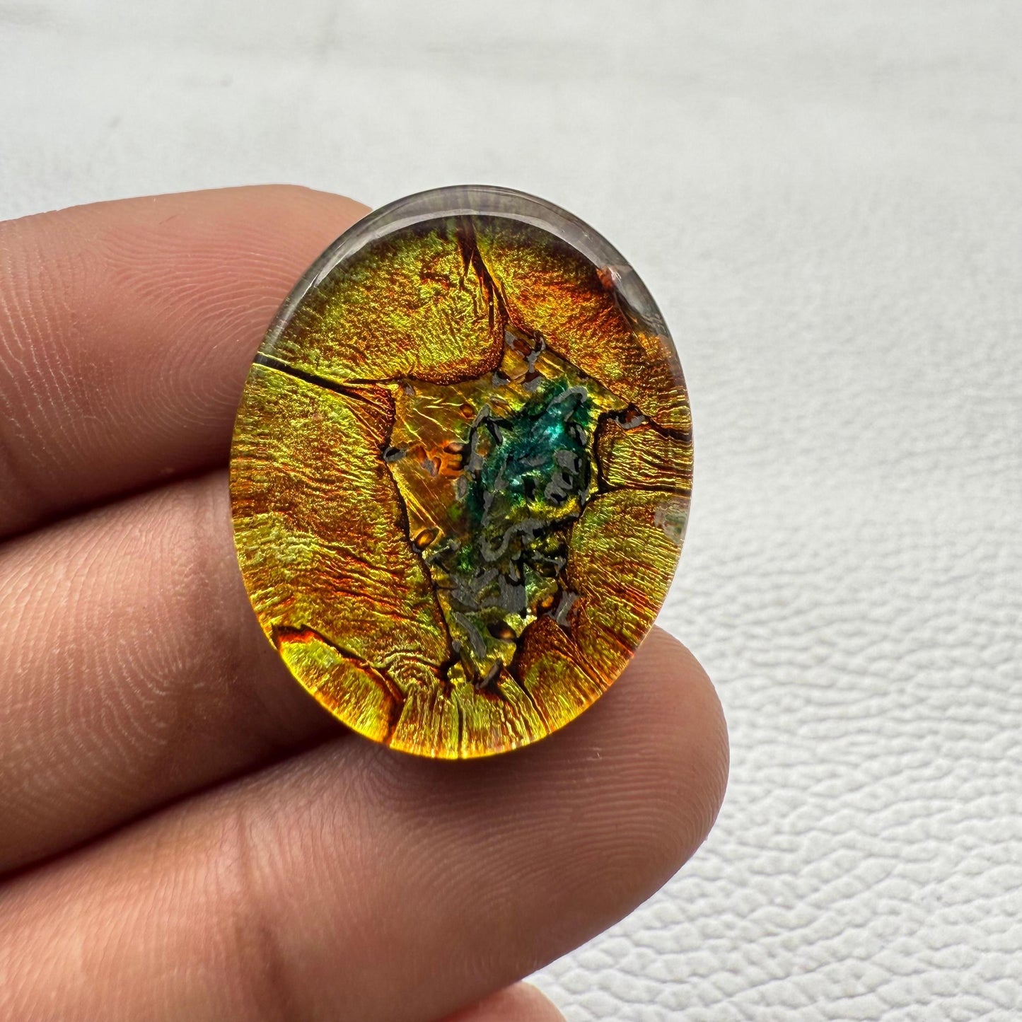 Multi-Color Dico Glass Cabochon: Oval Gemstone for Pendants (29x23x6 mm, 36 Cts)