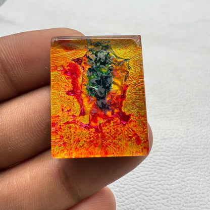Multicolor Dico Glass Cushion Cabochon, 30x23x7 mm, 48.7 Cts, Loose Gemstone for Jewelry Making