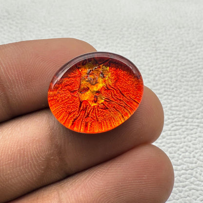 Multicolor Dico Glass Oval Cabochon, 20x17x7 mm, 19.5 Cts, Loose Gemstone for Jewelry Making