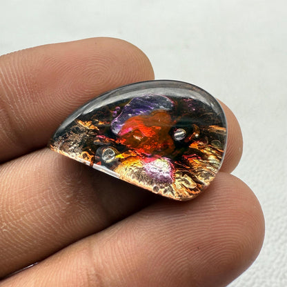 Multicolor Dico Glass Fancy Cabochon, 26x17x7 mm, Loose Gemstone for Jewelry Making