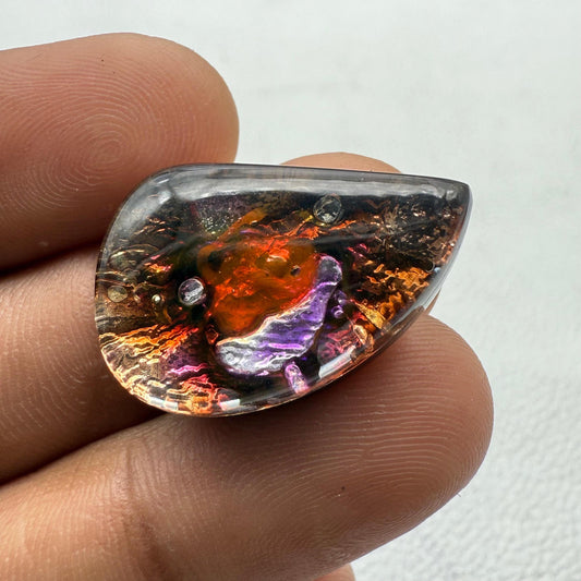 Dico Glass Gemstone Cabochon: Multi-Color Fancy Stone, 26x17x7 mm